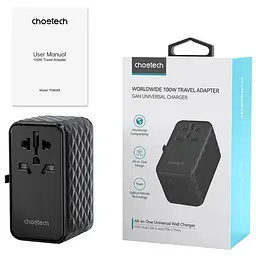 Зарядний пристрій 4xUSB 100W PD (2хUSB-C+2хUSB-A) TRAVEL Universal сharger diamond чорний Choe - мініатюра 3