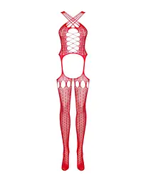 Бодістокінг Obsessive Bodystocking G313 red шнурівка геометричний декор S/M/L - мініатюра 5