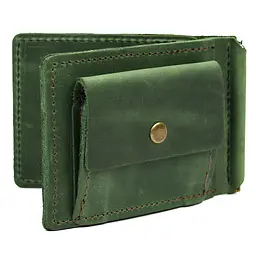 Затискач із монетницею шкіряний зелений TARWA 11.5х8х1 см acs0032186