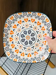 Тарілка квадратна оранж-квітка 20,5x2,5 см "Тригір'я"