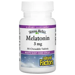 Натуральна добавка Natural Factors Melatonin 3 mg, 90 жувальних таблеток