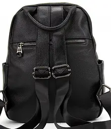 Рюкзак міський Olivia Leather з натуральної шкіри 8 л 25х30 см Чорний - мініатюра 2