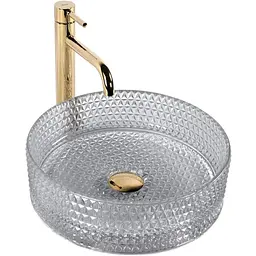 Умивальник Rea Cristal 35 light grey накладний REA-U9615, Прозорий