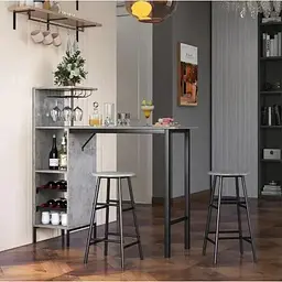Барний стіл з стільцями Costway Bistro з тримачем винних келихів сірий - мініатюра 4
