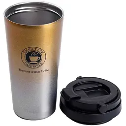 Термочашка Creative Cafe Style 500 мл з ручкою, сріблястий Happy Life HPGM501S - мініатюра 3