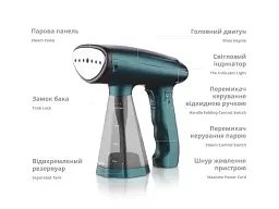 Ручний відпарювач для одягу Bitek BT-1277 г 200 мл 1600 Вт Парогенератор для прасування одягу Зелений - мініатюра 3