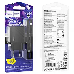 МЗП Hoco CS25A Rico PD20W+QC3.0 (1USB-A/1C) + кабель Type-C to Lightning Black - мініатюра 6