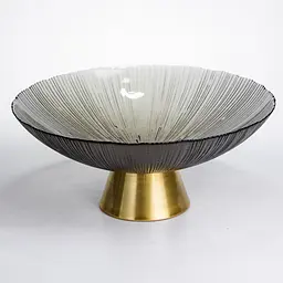 Фруктовниця скляна "Gold & Grey" 34 см на золотій ніжці Yiwu HP-34-119