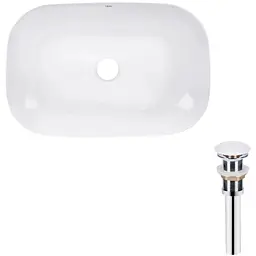 Комплект Qtap Robin: Раковина накладна прямокутна 600x390x150 мм White + Донний клапан PU02 (QT13112143PWN47297)