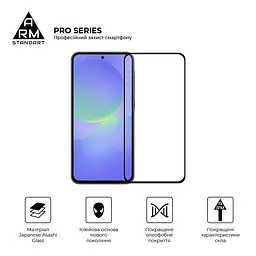 Захисне скло на Samsung Galaxy A36 5G з олеофобним покриттям, Pro, повне проклеювання, антистатичний і пиловідштовхуючий шар, 9H, самоклеючеся, 2.5D, на весь екран, антистатичний клей, ArmorStandart (ARM82213) - мініатюра 2