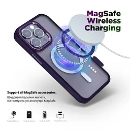 Чехол Apple iPhone 13 Pro, Unit MagSafe, фиолетовый, прозрачный, магсейф, противоударный, магнитный, панель-накладка с поддержкой MagSafe, с поддержкой беспроводной зарядки, TPU+PC, защита всего корпуса, ударопрочный, ArmorStandart (ARM75200) - мініатюра 3