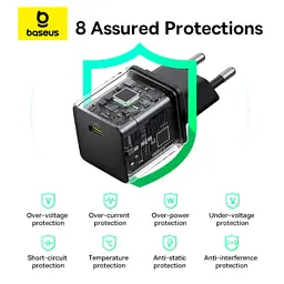 Зарядний пристрій Baseus Palm Fast Charger 1C 20W + Cable 1.0m Type-C 60W black (P10111602113-01) - мініатюра 7