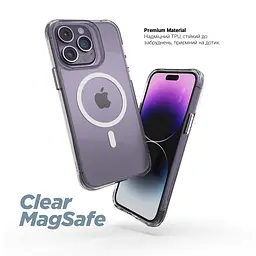 Чехол Apple iPhone 17 Air, Clear MagCase, прозрачный, ударопрочный, магнитный, панель-накладка с поддержкой MagSafe, поддержка беспроводной зарядки MagSafe, защита всего корпуса, TPU+PC, ArmorStandart (ARM86254) - мініатюра 2