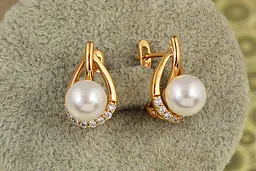 Сережки Xuping Jewelry вершина з перлиною 1,3 см золотисті - мініатюра 2