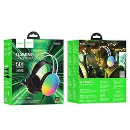 Навушники накладні Hoco W109 ігрові з LED підсвічуванням Jack 3.5 чорний - мініатюра 6
