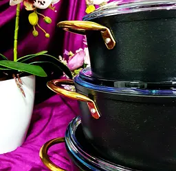 Набір каструль O.M.S. Collection 3019 Diamond Special Edition Black 7 предметів Чорний - мініатюра 6
