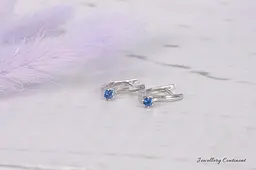 Сережки з білого золота з сапфірами S-0087 - мініатюра 2