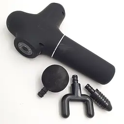 М'язовий масажер для тіла ручний акумуляторний портативний 3 насадки Fascial Gun mini чорний - мініатюра 3