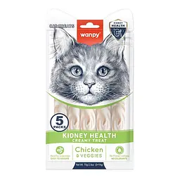 Функціональні ласощі для котів Wanpy Creamy Lickable Treat Kidney Health здорові нирок, 5 по 14г
