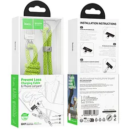 Дата кабель-шнурок Hoco GH7 Elegant Type-C to Lightning (1.8m) Fluorescent Green - мініатюра 5
