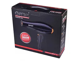 Фен для волосся Gemei GM-1765 професійний з насадкою 2800 Вт чорний (GM-1765) - мініатюра 6
