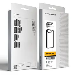 Чехол для Apple iPhone 16e/17e, UNIT2, черный, ударопрочный, прозрачный противоударный чехол-накладка из TPU и поликарбоната (PC), с защитными бортиками, защита всего корпуса от ударов и царапин, ArmorStandart (ARM83852) - мініатюра 5