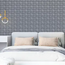 Самоклеюча 3D панель Sticker Wall SW-00001197 Під срібну цеглу в рулоні 20000x700x3мм - мініатюра 5