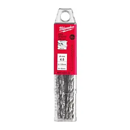 Свердло по металу HSS-G MILWAUKEE DIN340, діаметр 4,5x126х82мм, подовжене, (10шт), пластикова коробка