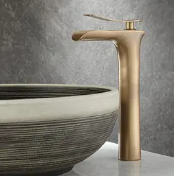 Змішувач для умивальника Rea Laguna antique gold brushed, високий (REA-B8120) - мініатюра 4
