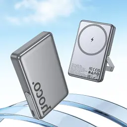 Батарея універсальна HOCO 10000mAh Sunlight PD/20W Magnetic with stand Metal Grey (Q36A / 714987) - мініатюра 7