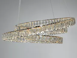 Стильна підвісна LED-люстра з кришталем Diasha D8876/600CH, 92W, пульт, хром, Ø58 см - мініатюра 4