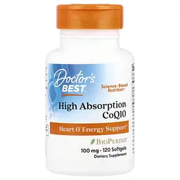 Коензим Q-10 High Absorption CoQ10 with BioPerine 100 mg 120 капсул Doctor's Best vit0005718