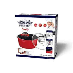Ковш Peterhof PH-15815-16 см 1.25 л 16 red мрамор - мініатюра 2