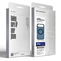 Противоударный чехол-панель для Apple iPhone 17 Air, Unit Stand2, синий, силикон + поликарбонат, защита всего корпуса, с подставкой, поддержка магнитных держателей и беспроводной зарядки (MagSafe), ArmorStandart (ARM86344) - мініатюра 6