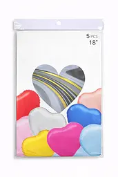 Фольгована кулька JS Balloon "Серце" 45 см (18") 5 шт наповнення повітрям або гелієм для тематичних вечірок агат Сірий - мініатюра 2