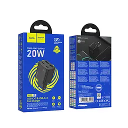 Мережевий зарядний пристрій Hoco N55 Fundador four-port PD20W(2C2A) charger(EU) Чорний - мініатюра 2