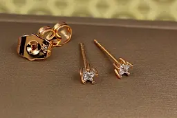 Сережки гвоздики Xuping Jewelry зірочки 3 мм золотисті - мініатюра 2