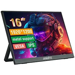 Монітор 16" Anmite A160W03T сенсорний WLED, IPS, 1920x1200 (16:10), 3 мс, 60 Гц, 280 кд/м², 1000:1, 178°/178°, 2хType-C чорний