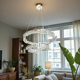 Ефектна кришталева підвісна LED-люстра в золотом для вітальні Diasha 552/600+400G, 126W, 6930 lm - мініатюра 4