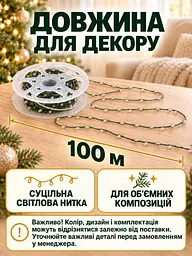 Світлодіодна гірлянда Роса 100 м 1000 LED від USB та батарейок з пультом для ялинки Тепла біла (37261548) - мініатюра 3