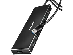 Мультипортовий адаптер AXAGON SuperSpeed Flat USB-A Black (HUE-F7A)
