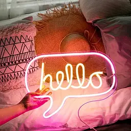 Нічник неоновий Hello на батарейках рожевий (141417) - мініатюра 4