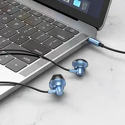 Дротові навушники Hoco M75 Belle Universal, 1,2m, Mic, 3.5mm, blue - мініатюра 4