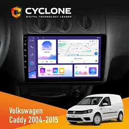 Штатна магнітола Volkswagen Caddy 2004-2015 Black Conditioner Cyclone C10-011 4x64, DSP Cyclone (НФ-00006640)