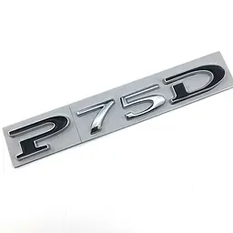 Емблема напис P75D для Tesla 125х15мм ХРОМ+ЧОРНИЙ метал (на скотчі)
