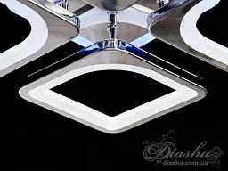 Стельова LED-люстра Diasha S8060/4HR 3color з пультом і димером, хром, 80W, 4400 lm, квадратні акрилові плафони 37,7×37,7 см - мініатюра 6