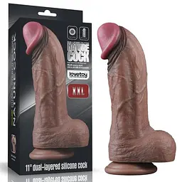 Фалоімітатор з мошонкою Dual-Layered Silicone Cock коричневий