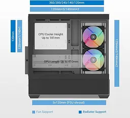 Корпус SAMA V40 без БЖ (V40-BKADA6X1-GL) Black - мініатюра 9