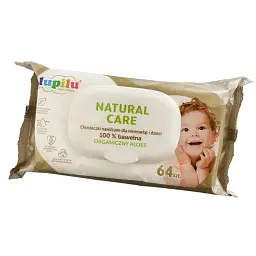 Дитячі вологі серветки Lupilu Natural Care з клапаном, 64 шт