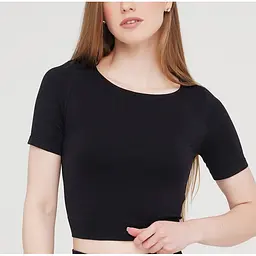 Футболка жіноча укорочена безшовна CROP T-SHIRT 18860 L-XL чорна